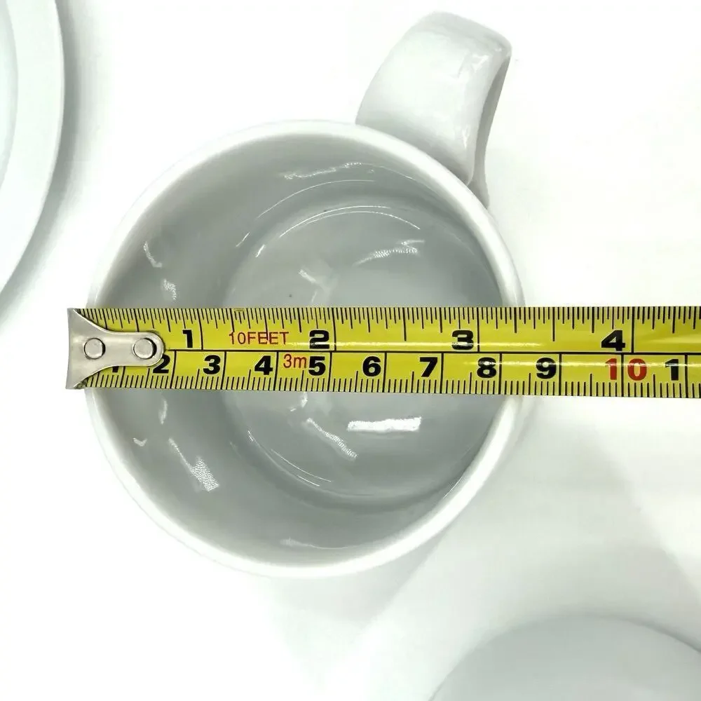 2 Sets of DANSK Bistro White 8oz. Coffee Cup & Saucer Portugal Minimalist (4pc.)